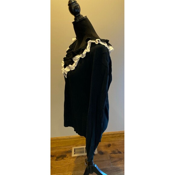 Chaps Women’s Lightweight Sweater Top Plus Size XL Navy Blue V Neck Lace Ruffle - Picture 4 of 10